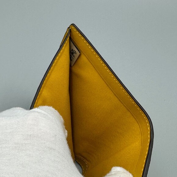 Coach CH808 Yellow Gold Wyn Small Crossgrain Leather Envelope Wallet NWT - Picture 12 of 16